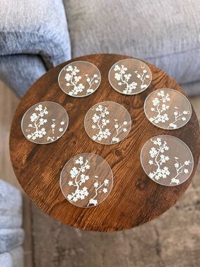 glass japan cherry blossom coasters(set of 7)